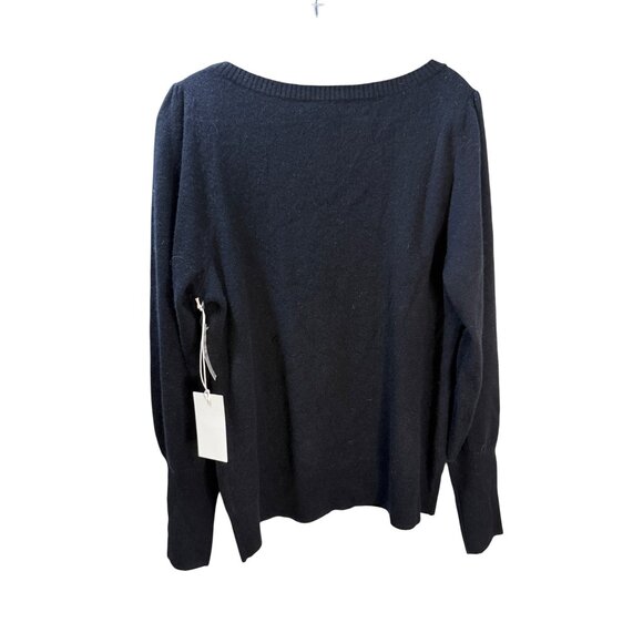 Nordstrom Black‎ Cashmere Sweater L Ribbed Cuffs & Neckline - Picture 2 of 12